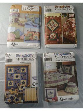 Simplicity Quilt Block Club Pattern Lot (4) + Home Mini Pillows Sewing Patterns